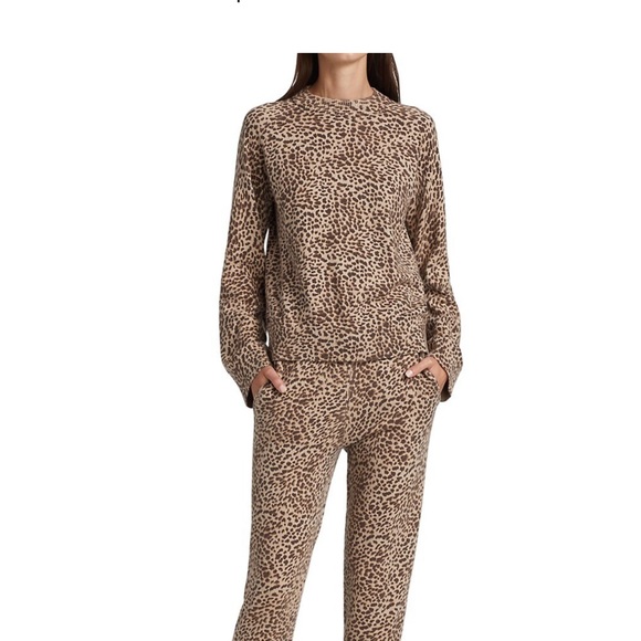 Monrow Vintage Black Mini Leopard Mock Neck Pullover NWT - Picture 7 of 8